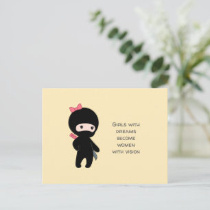 Carte Postale Petite citation de fille Ninja sur Jaune
