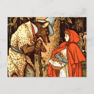 Carte Postale Petite Conte Fée Imaginaire Red Riding Hood
