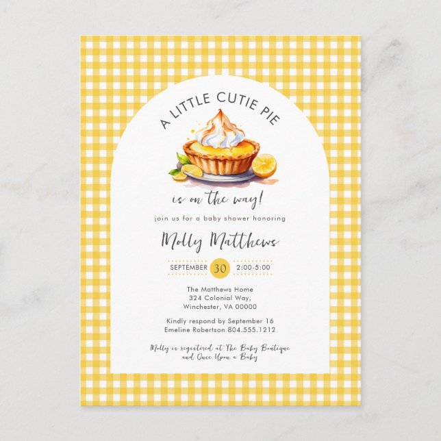 Carte Postale Petite Cutie Pie Citrus En vichy Baby shower (Devant)