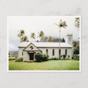 Carte Postale Petite Église Tropicale Blanche Hawaï