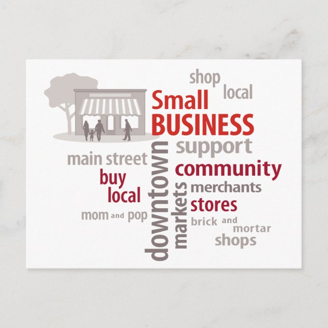 Carte Postale Petite entreprise, Boutique locale, Acheter local (Devant)