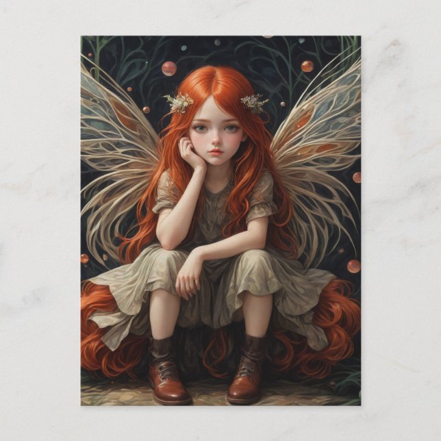 Carte Postale Petite Fée Adorable Aux Cheveux De Gingembre (Devant)