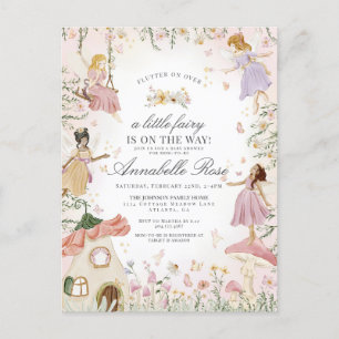 Carte Postale Petite fée enchantée jardin fille baby shower
