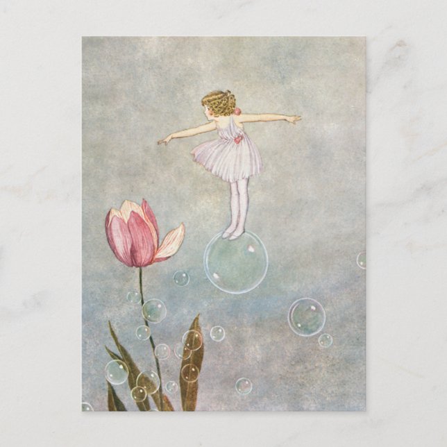 Carte Postale Petite fée sur une bulle (Devant)