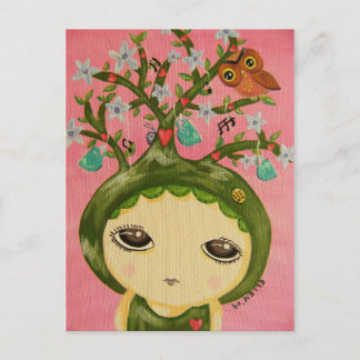 Carte Postale Petite Fille - Elle Cultive Un Arbre