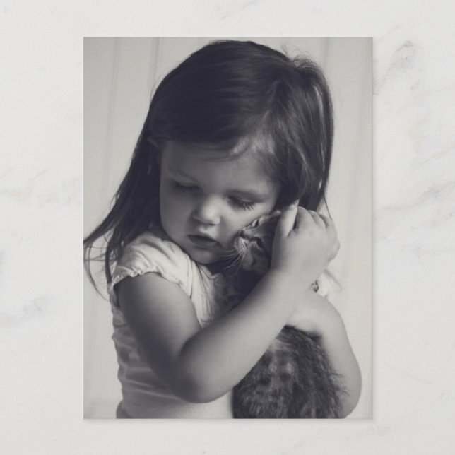 Carte Postale Petite fille et chaton (Devant)