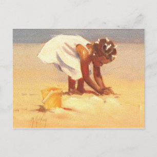 Carte Postale Petite fille mignonne jouant dans le sable