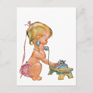 Carte Postale Petite fille parlant au téléphone