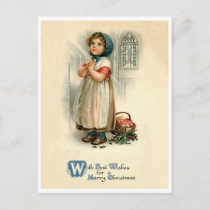 Carte Postale Petite fille prière de Noël, religieuse, vintage