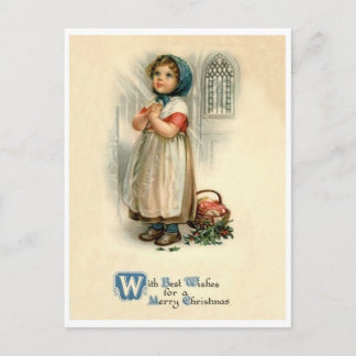 Carte Postale Petite fille prière de Noël, religieux, vintage