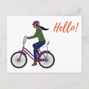 Carte Postale Petite fille Purple Bike_White