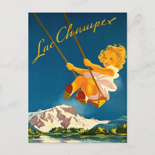 Carte Postale Petite fille qui coule au-dessus du Lac Champex, S (Devant)