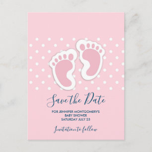 Carte Postale Petite fille rose mignonne Empreintes Enregistrer 
