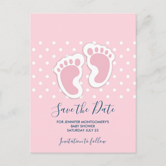 Carte Postale Petite fille rose mignonne Empreintes Enregistrer  (Devant)