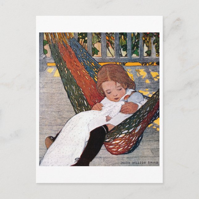 Carte Postale Petite fille sur le hamac, Jessie Willcox Smith (Devant)