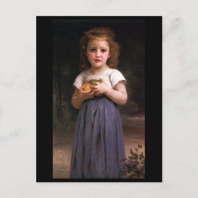Carte Postale Petite fille tenant des pommes dans ses mains (Devant)