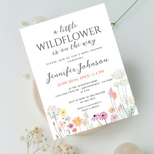 Carte postale Petite invitation Baby shower Fleur 