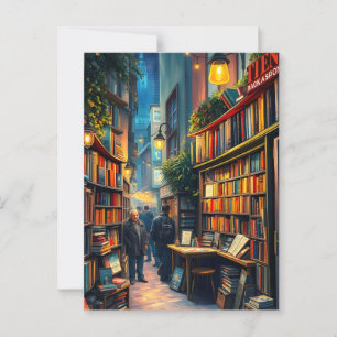 Carte Postale Petite Librairie Dans Un Coin Cosy D'Une Ville