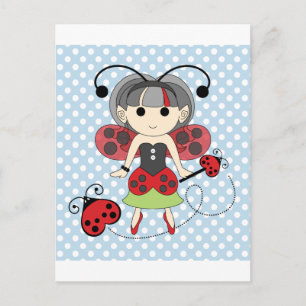 Carte Postale Petite Miss Ladybug Fairy Princesse et Baguette