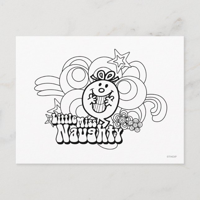 Carte Postale Petite Miss Naughty avec un Arrière - plan audacie (Devant)