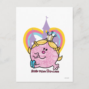 Carte Postale Petite Princesse Posant Avec Château Et Cœur