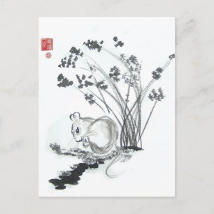 Carte Postale Petite souris blanche