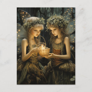 Carte Postale Petites fées dans la forêt Plutôt lumineux