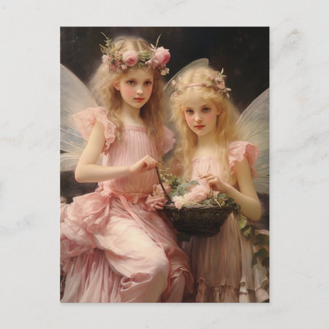 Carte Postale Petites fées de filles roses douces (Devant)