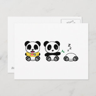 Carte Postale Petites Pandas mignonnes en blanc