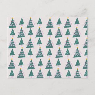 Carte Postale Petits arbres gribouillages rose vert