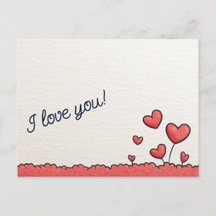 Carte Postale Petits Ballons à chaleur rouge Amour