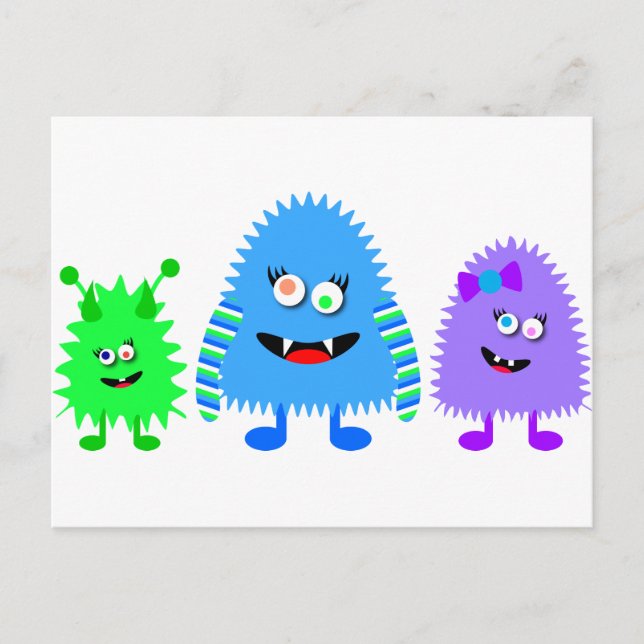 Carte Postale Petits monstres mignons (Devant)