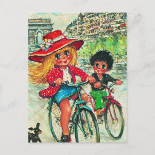 Carte Postale Petits Poulbots à vélo 2