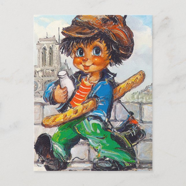 Carte Postale Petits Volbots devant Notre-Dame (Devant)