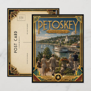 Carte Postale Petoskey Michigan Art Déco Vintage de l'Âge d'Or