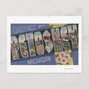 Carte Postale Petoskey, Michigan - Scènes de grandes lettres