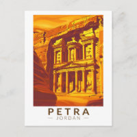Pétra Jordanie Coucher de soleil Voyage Art Vintag