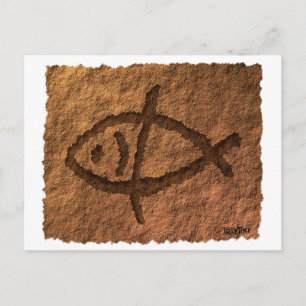 Carte Postale Petroglyphe de poisson hawaïen antique