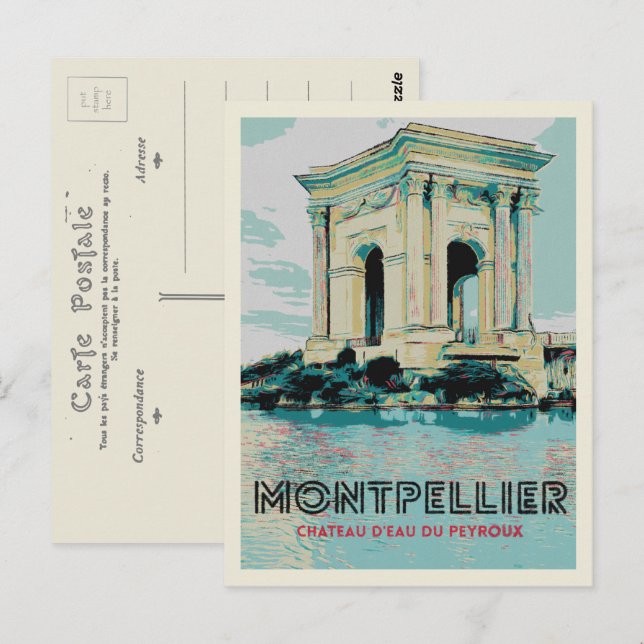Carte Postale Peyroux Water Tower - Monument Iconique de Montpel (Devant / Derrière)