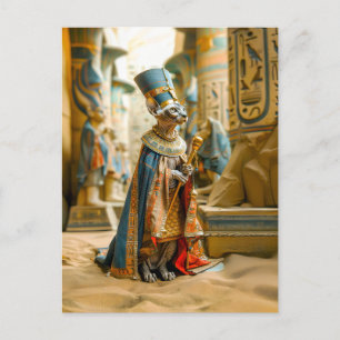 Carte Postale Pharaon sans cheveux avec couronne