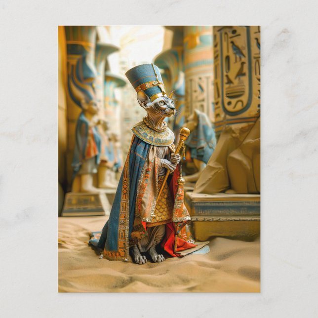 Carte Postale Pharaon sans cheveux avec couronne (Devant)