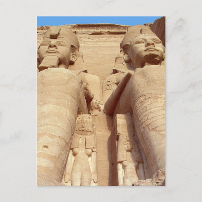 Carte Postale Pharaons - statues géantes, Abu Simbel, Égypte ant (Devant)