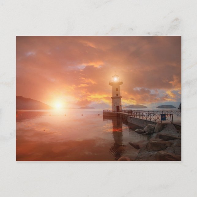 Carte Postale Phare au coucher du soleil (Devant)