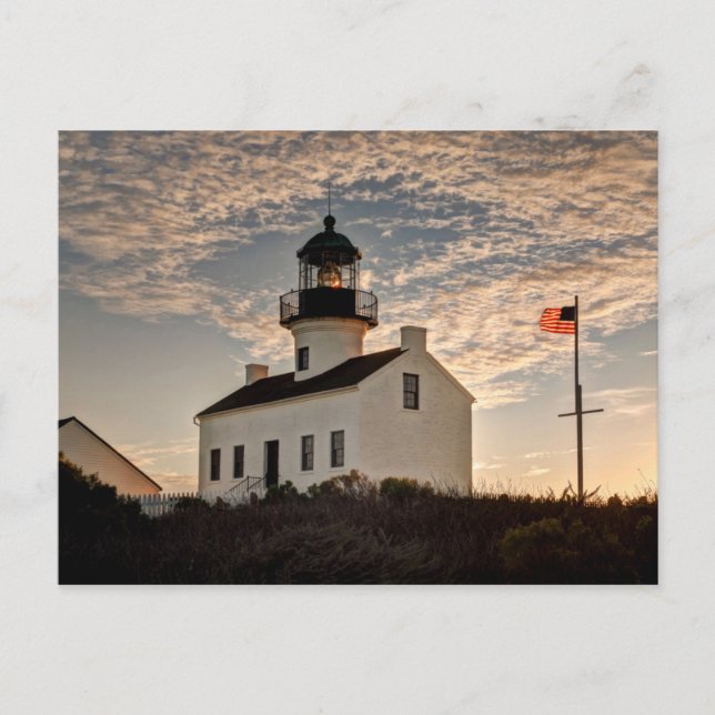 Carte Postale Phare au coucher du soleil, Californie (Devant)