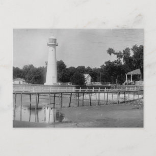Carte Postale Phare de Biloxi Photo Vintage