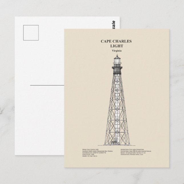 Carte Postale Phare de Cape Charles - Virginie - SBD (Devant / Derrière)