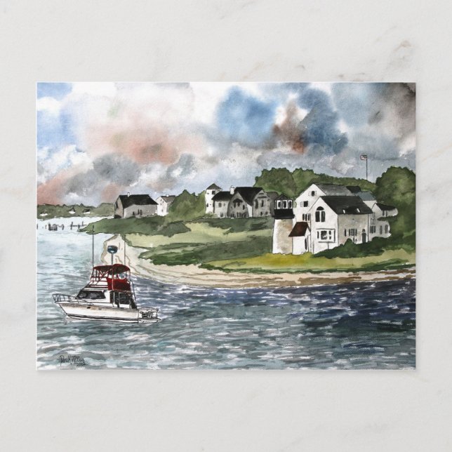 Carte Postale Phare de Cape Cod et bateau de pêche (Devant)