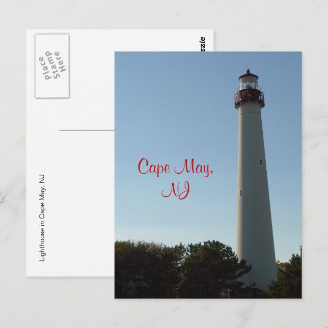 Carte Postale Phare de Cape May, NJ (Devant / Derrière)
