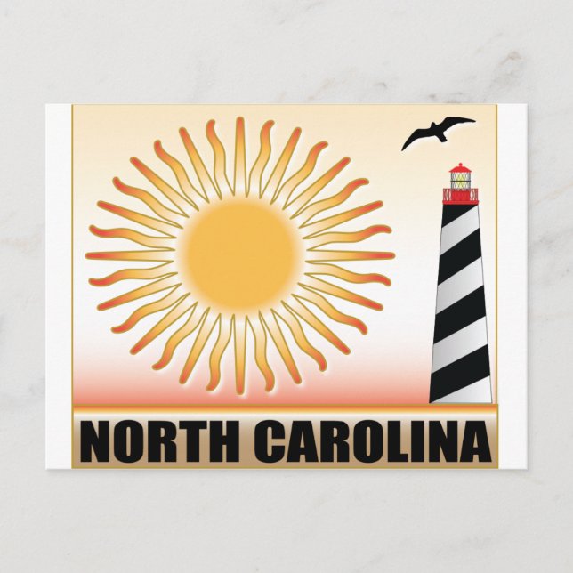 Carte Postale Phare de Caroline du Nord Soleil (Devant)