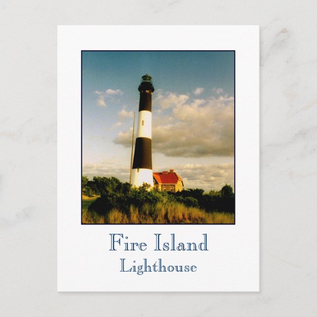 Carte postale 'Phare de Fire Island au coucher du  (Devant)